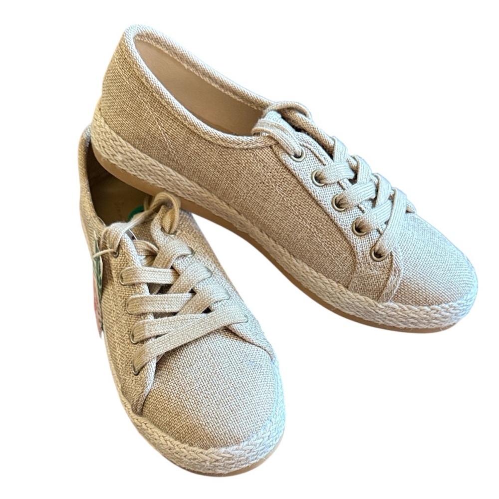 Tommy Bahama Galana Shimmer Tan Canvas Espadrille Sneakers Size  7.5